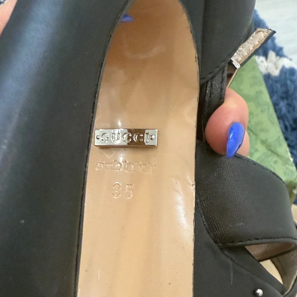 Gucci Black Platform Heels with logo 35 - Picture 5 of 6